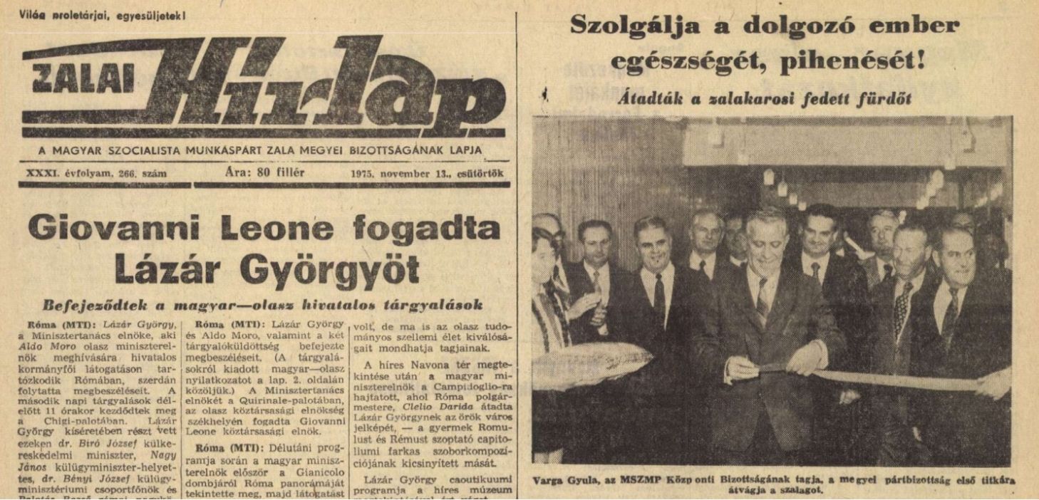 Zalai Hírlap 1975 Zalakaros