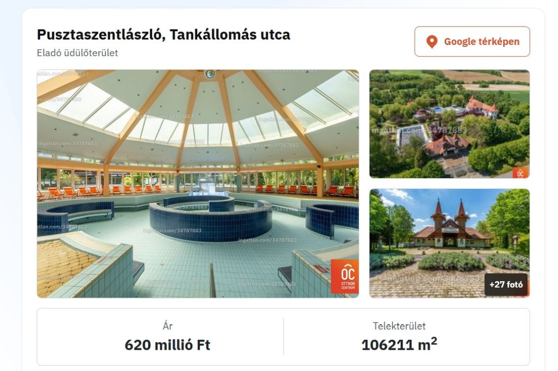 Aqua Barbara Termálfürdő ingatlanhirdetés