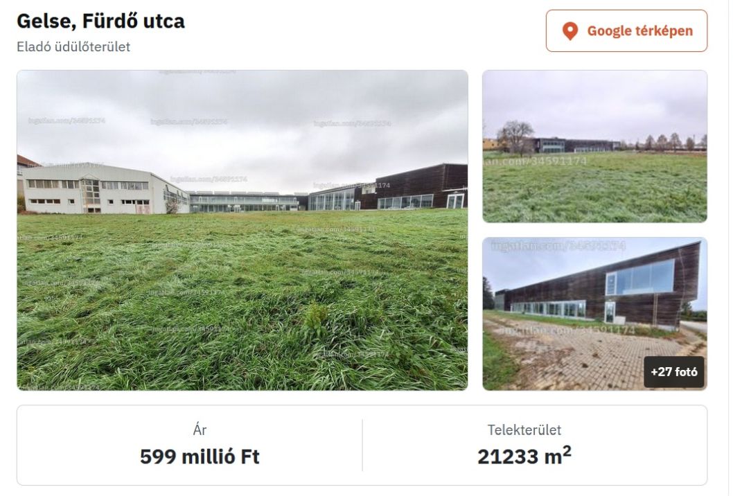 Gelsei termálfürdő ingatlanhirdetés