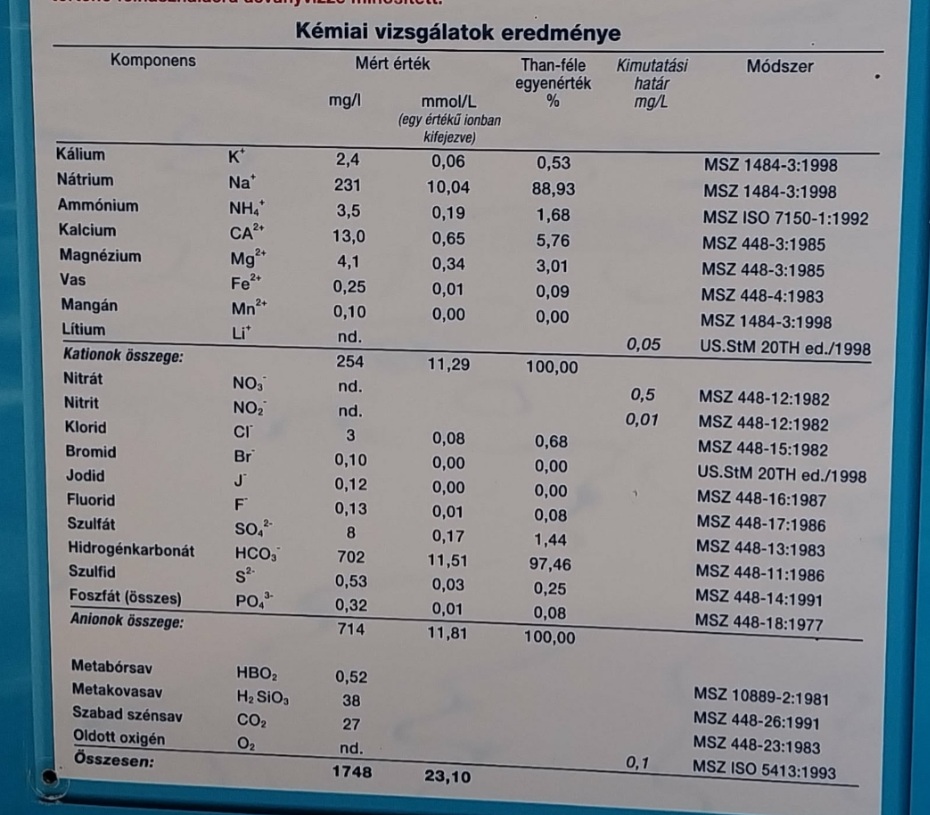 abonyi termálvíz összetétele