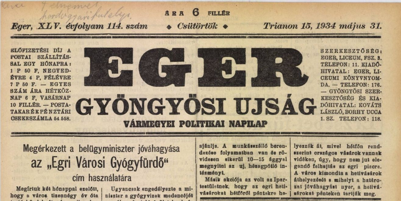 Egri újság 1934